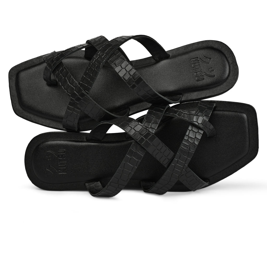 Akira Black Croc Print for Women